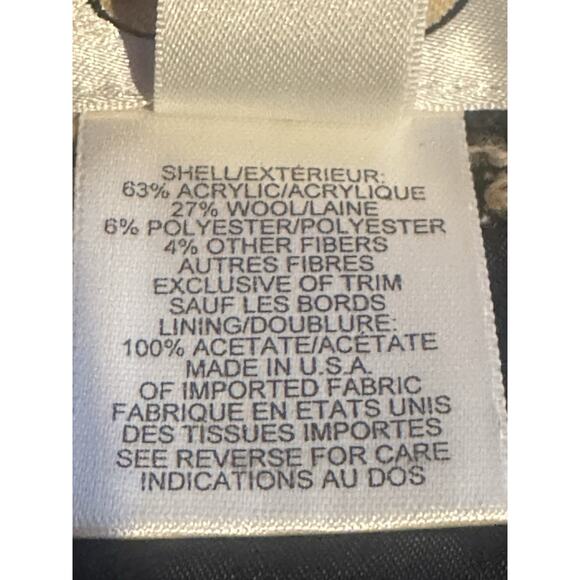 Talbots Houndstooth Tweed Blazer Skirt Set Sz 4 Wool Blend Pockets Zipper Front - Picture 9 of 12